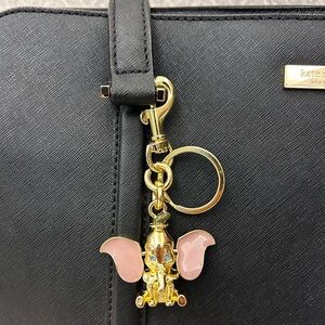 Gold Elephant Keychain - Cute Big Ears/ Head Pendant Charm Key Ring Bag Charm